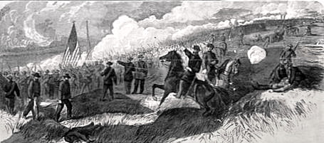 A pencilled illustration depicting the RI 2nd Infantry engaging the Confederates at Bull Run
